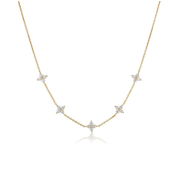Wish Upon A Gem Boutique Jewelry - 14k Gold Clover Diamonds Necklace